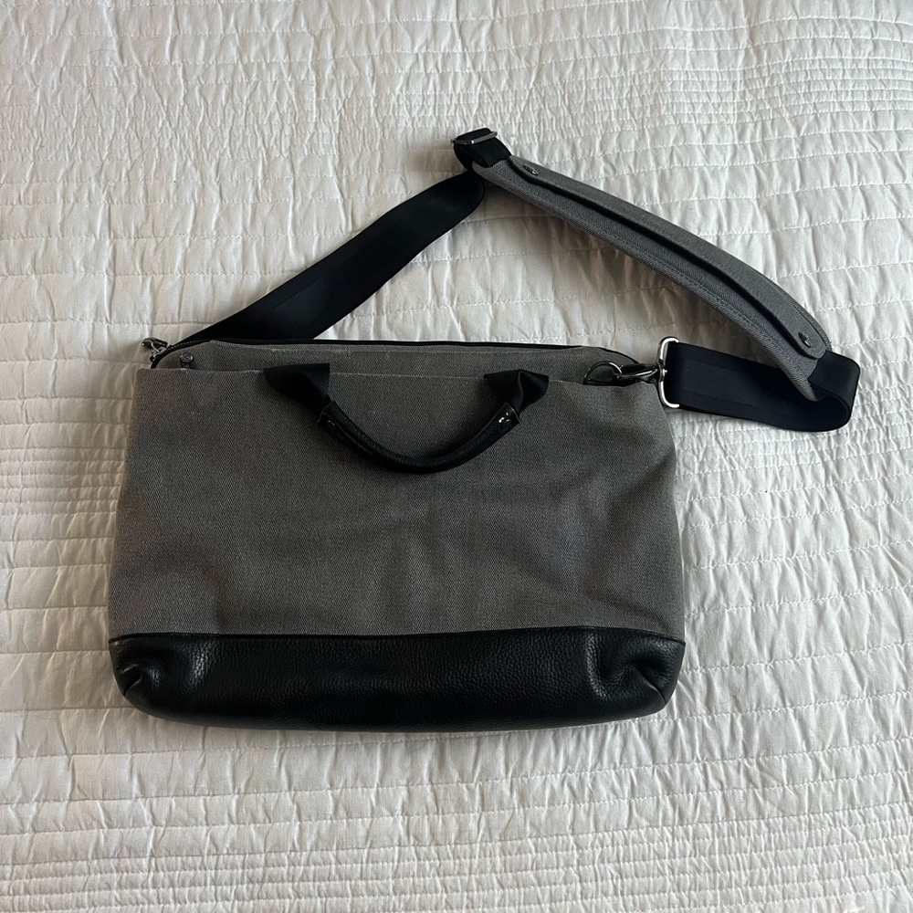 Booq Black Leather and Gray Laptop Messenger Bag